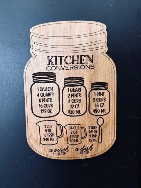 Kitchen Equivalent / Measurement Conversion Chart Mason Jar 