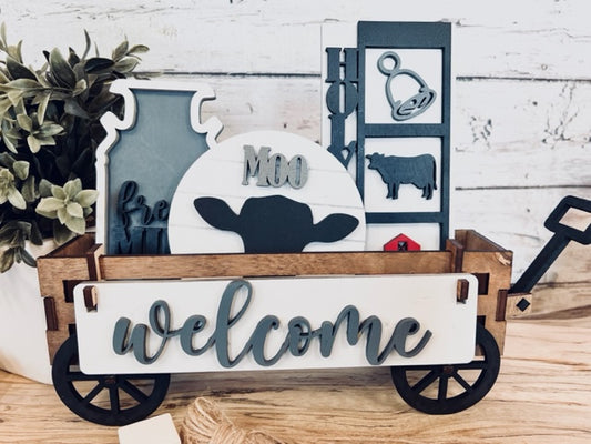 Welcome Cow Wagon/Tier Tray Interchangeable Set