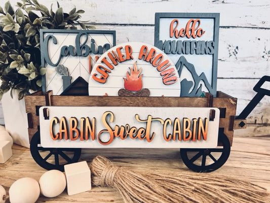 Cabin Sweet Cabin Wagon/Tier Tray Interchangeable Set