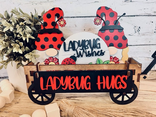 Ladybug Hugs Gnome Wagon/Tier Tray Interchangeable Set