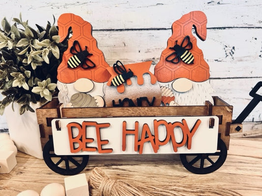 Bee Happy Gnome Wagon/Tier Tray Interchangeable Set