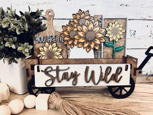 Stay Wild Sunflower Wagon/Tier Tray Interchangeable Set